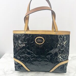 COACH Peyton Black Embossed Patent Leather Tote Bag‎